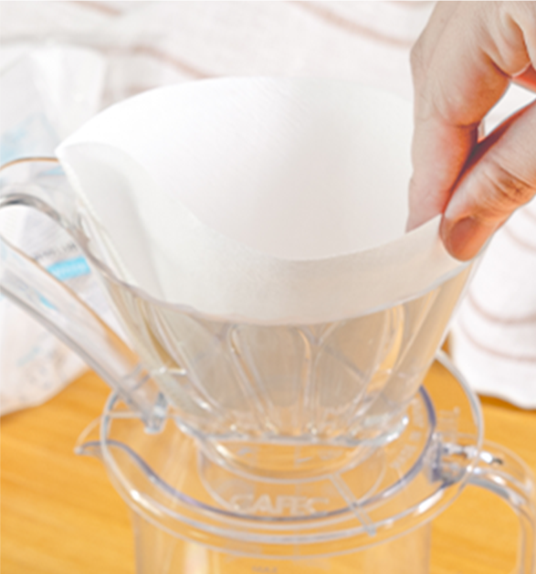 Please use CAFEC trapezoid paper filters with the FLOWER DRIPPER OVAL.